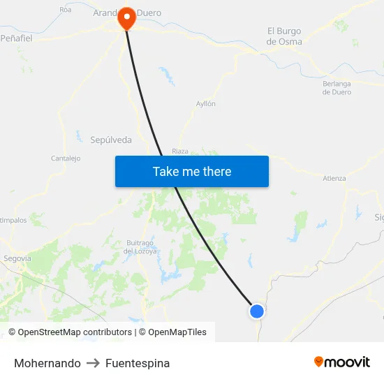 Mohernando to Fuentespina map
