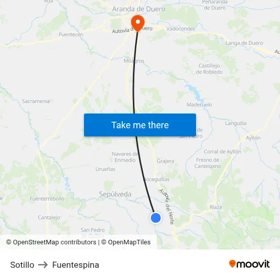 Sotillo to Fuentespina map