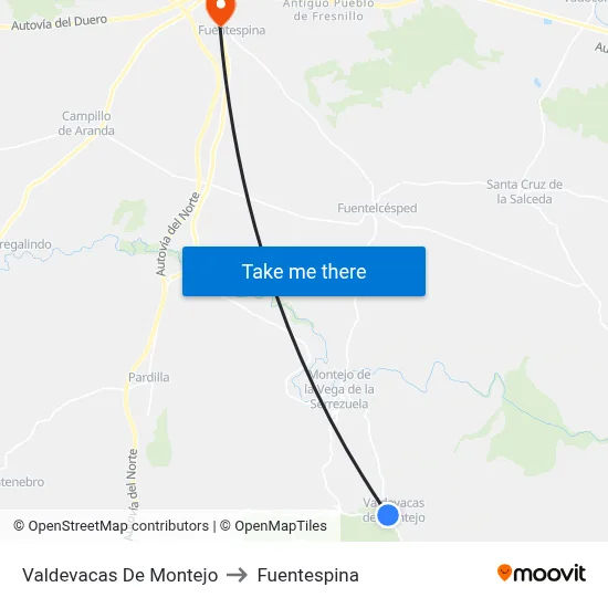 Valdevacas De Montejo to Fuentespina map