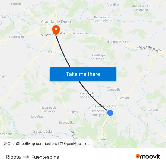 Ribota to Fuentespina map