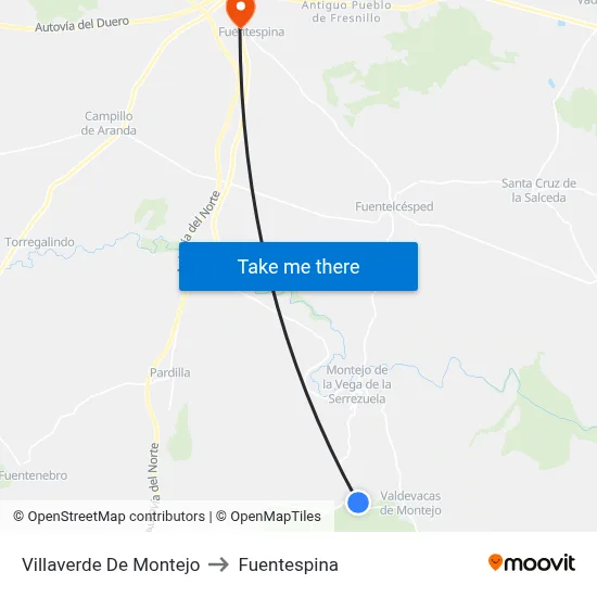 Villaverde De Montejo to Fuentespina map