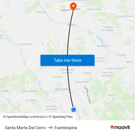 Santa Marta Del Cerro to Fuentespina map