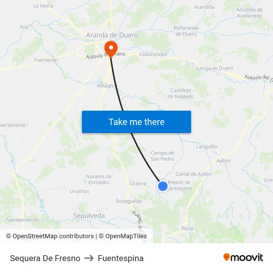 Sequera De Fresno to Fuentespina map