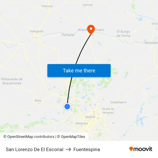 San Lorenzo De El Escorial to Fuentespina map