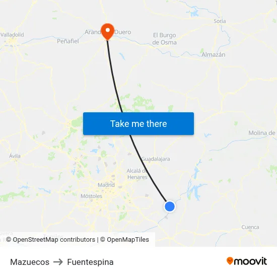 Mazuecos to Fuentespina map