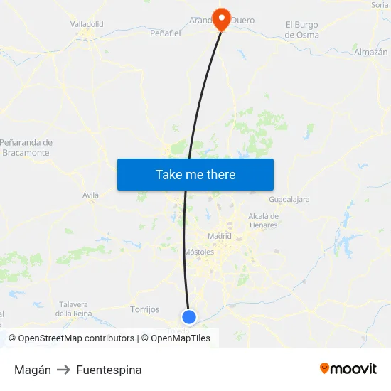 Magán to Fuentespina map