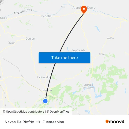 Navas De Riofrío to Fuentespina map