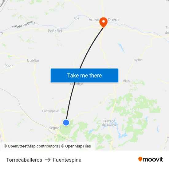 Torrecaballeros to Fuentespina map