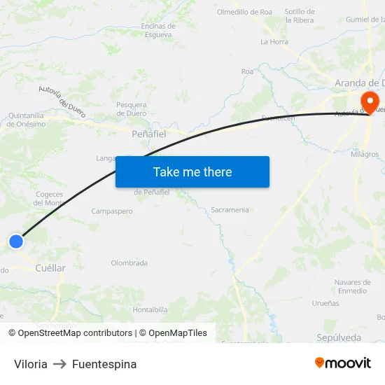Viloria to Fuentespina map