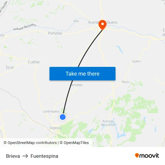 Brieva to Fuentespina map