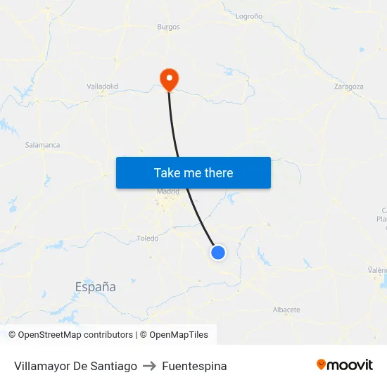 Villamayor De Santiago to Fuentespina map