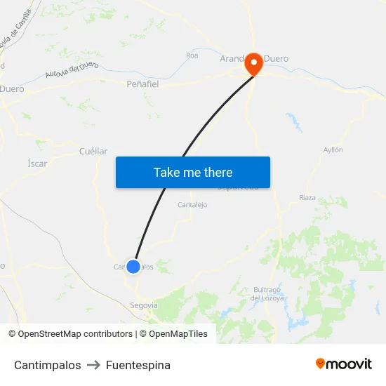 Cantimpalos to Fuentespina map