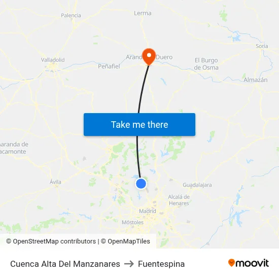 Cuenca Alta Del Manzanares to Fuentespina map
