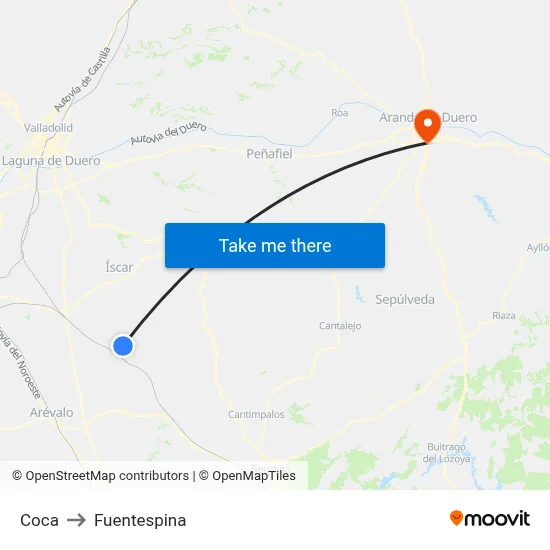 Coca to Fuentespina map