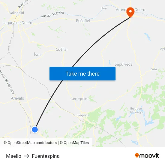 Maello to Fuentespina map