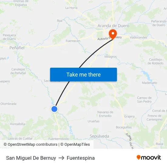 San Miguel De Bernuy to Fuentespina map
