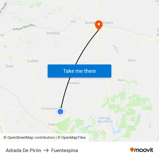 Adrada De Pirón to Fuentespina map