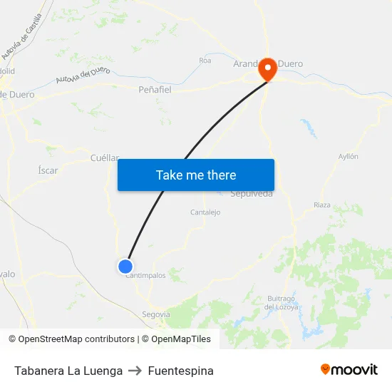 Tabanera La Luenga to Fuentespina map