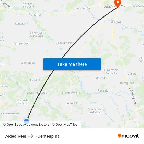 Aldea Real to Fuentespina map