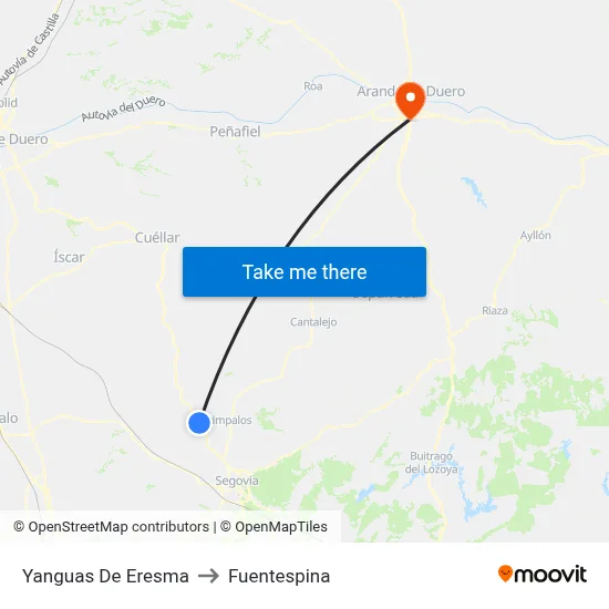 Yanguas De Eresma to Fuentespina map