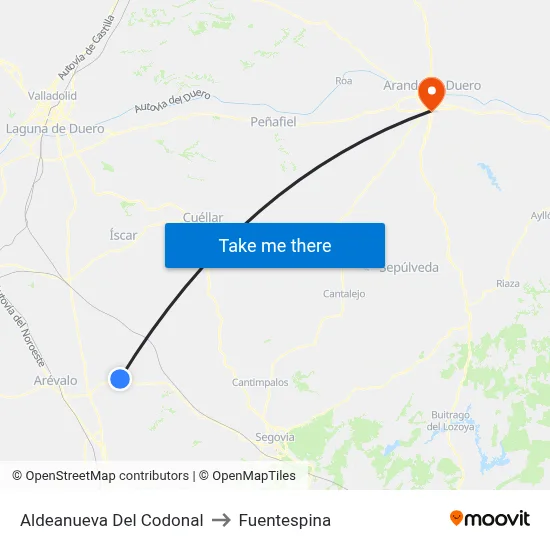 Aldeanueva Del Codonal to Fuentespina map