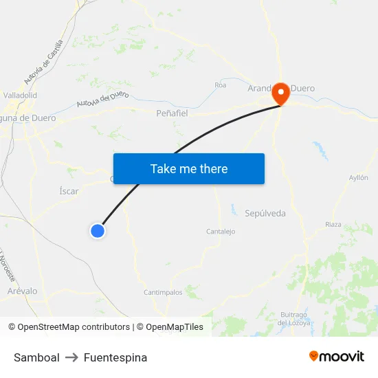 Samboal to Fuentespina map