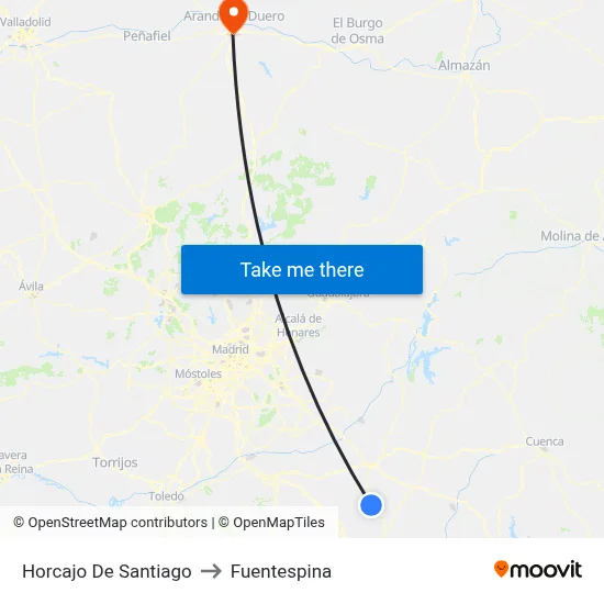 Horcajo De Santiago to Fuentespina map