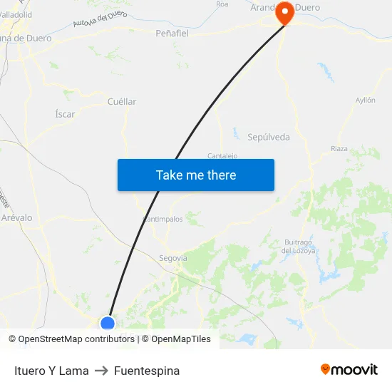 Ituero Y Lama to Fuentespina map