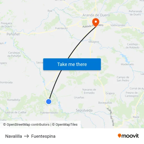 Navalilla to Fuentespina map