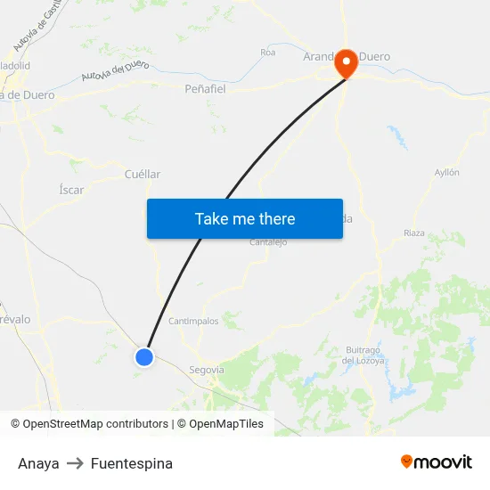 Anaya to Fuentespina map