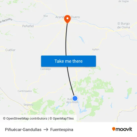 Piñuécar-Gandullas to Fuentespina map