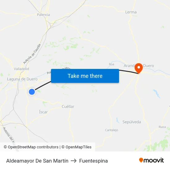 Aldeamayor De San Martín to Fuentespina map