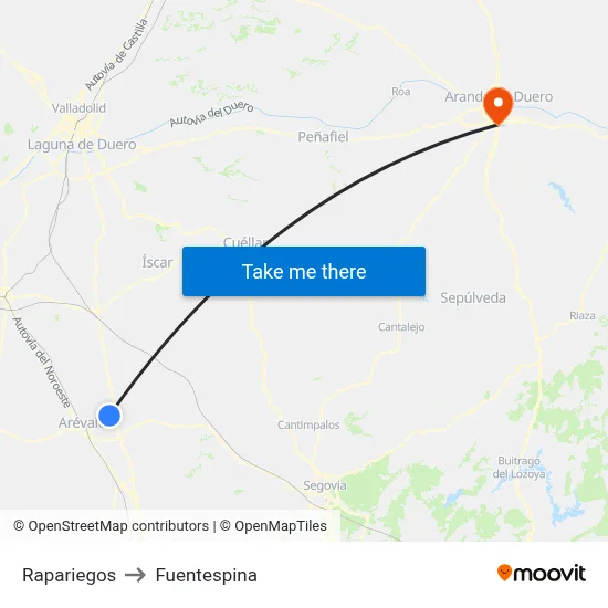 Rapariegos to Fuentespina map