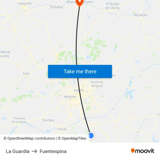 La Guardia to Fuentespina map