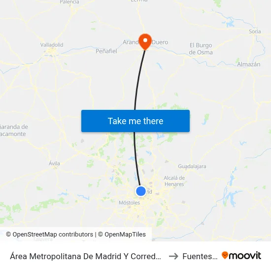 Área Metropolitana De Madrid Y Corredor Del Henares to Fuentespina map