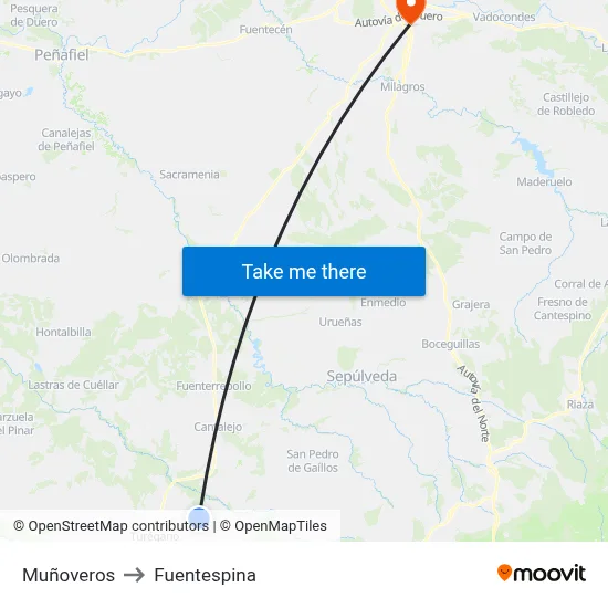 Muñoveros to Fuentespina map