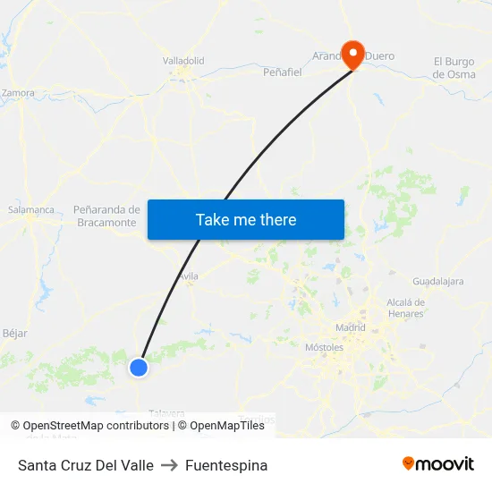 Santa Cruz Del Valle to Fuentespina map