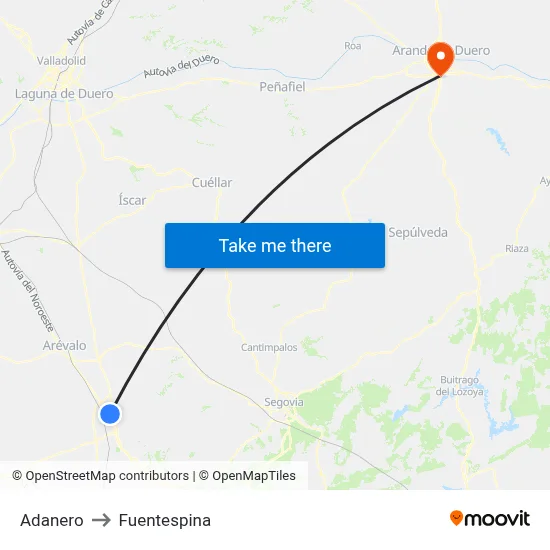 Adanero to Fuentespina map