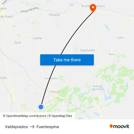 Valdeprados to Fuentespina map