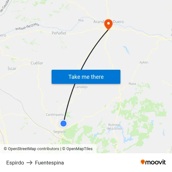 Espirdo to Fuentespina map