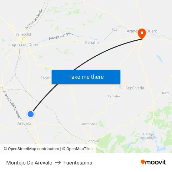 Montejo De Arévalo to Fuentespina map