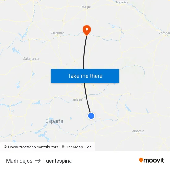 Madridejos to Fuentespina map