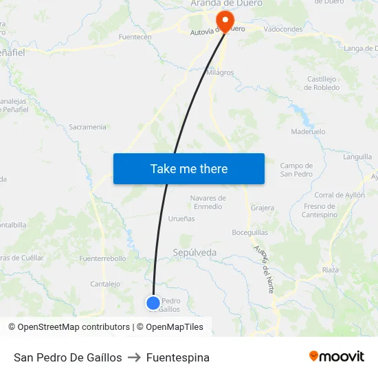 San Pedro De Gaíllos to Fuentespina map