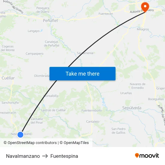 Navalmanzano to Fuentespina map