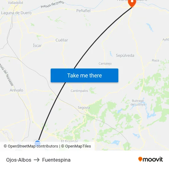 Ojos-Albos to Fuentespina map