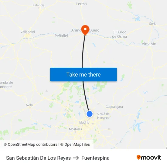 San Sebastián De Los Reyes to Fuentespina map