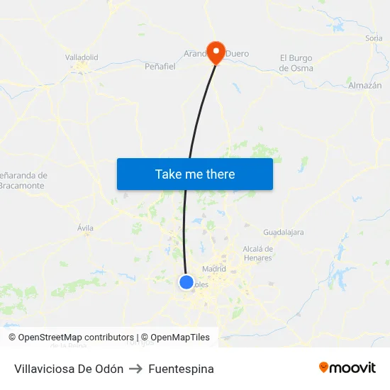 Villaviciosa De Odón to Fuentespina map