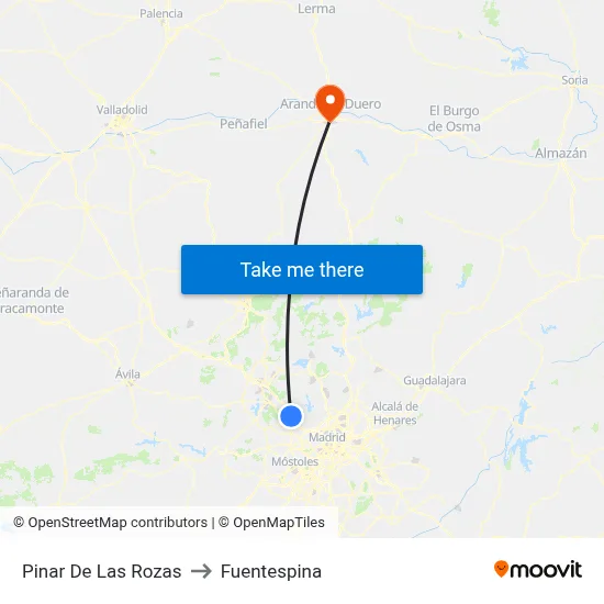 Pinar De Las Rozas to Fuentespina map