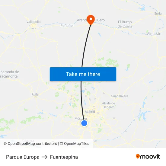 Parque Europa to Fuentespina map