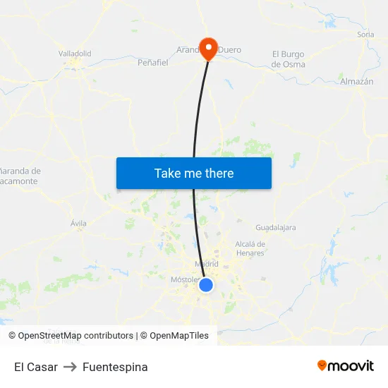 El Casar to Fuentespina map